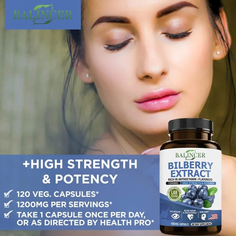 Bilberry Extract Supplements - Rich in Antioxidants Promote Vision Health and Protect Eyes Promote Brain Health