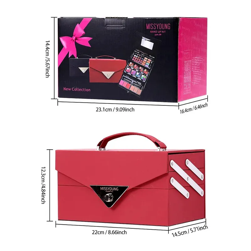 Cosmetic makeup set gift box matte lipstick powder blusher concealer highlight multi-color pearl matte eyeshadow makeup set