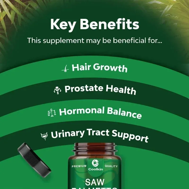 Saw Palmetto - El bloqueador de DHT para la salud urinaria y el suplemento de apoyo a la próstata previenen la caída del cabello