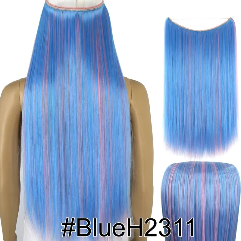 Synthetic Heat Resistant Hair Silky Straight Elasticity Invisible Wire Hair Extensions 8006 — image 48