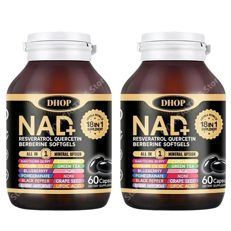 NAD+ Softgels com Resveratrol Quercetin Berberine Softgels Suplemento 18 em 1 para suporte geral à saúde 60 cápsulas