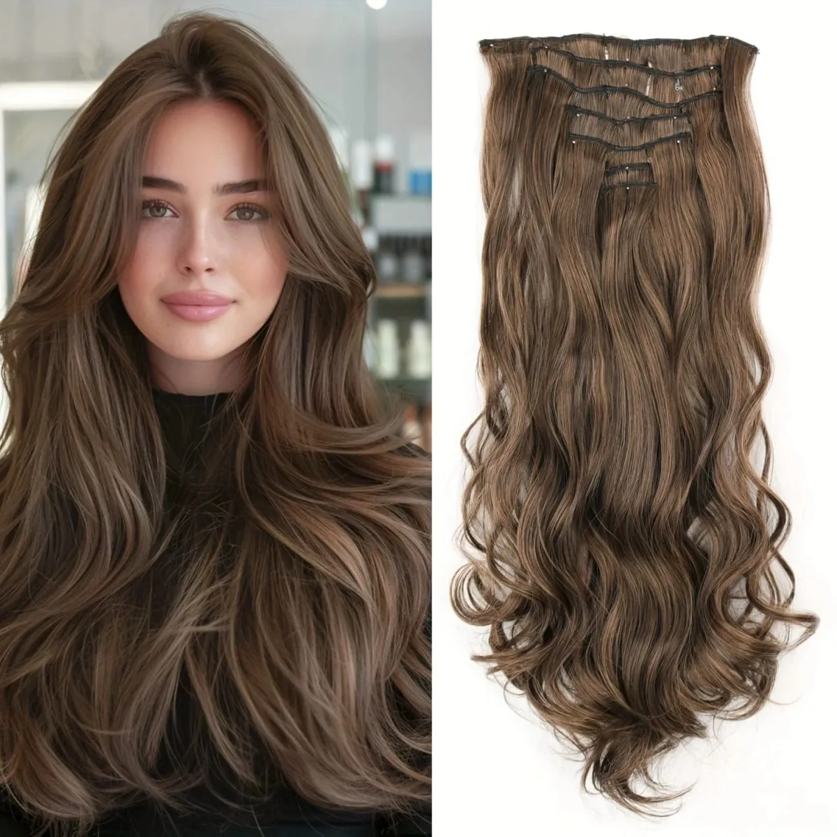 Long Straight Hairstyle 16 Clips 7Pcs/Set Hair Extensions Natural Synthetic Blonde Black Hairpieces Heat Resistant For Women — image 38