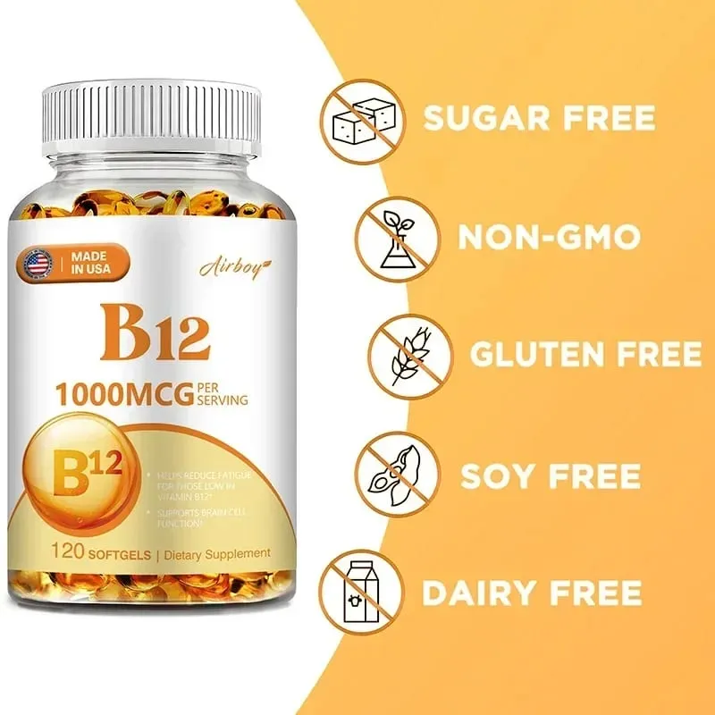 Vitamin B12 1000mcg - Benefits Brain & Heart Function Memory Learning Helps Boost Natural Energy