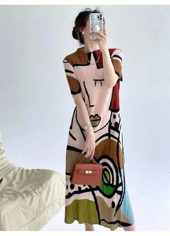 Long Dresses Womens Dresses Spring and Summer new Cartoon Printing Short Sleeve Temperament Fashion Loose Long Dress Female — image 8