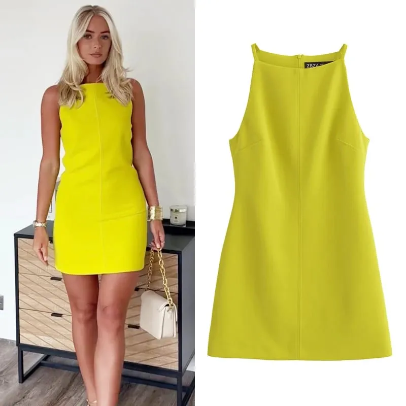 Fashion Summer Dresses 2024 Womens Dresses Bodycon Sleeveless Mini Dress White Red Blue Black Yellow Dress Vacation Dresses — image 2