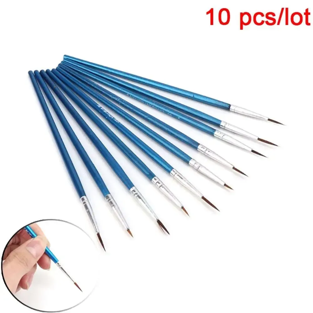 10Pcs Fine Hand Painted Thin Hook Line Pen Drawing Art Pen Nylon Brush Makeup Eyeliner Pen Detail Brush Cosmetics Art Supplies — image 3