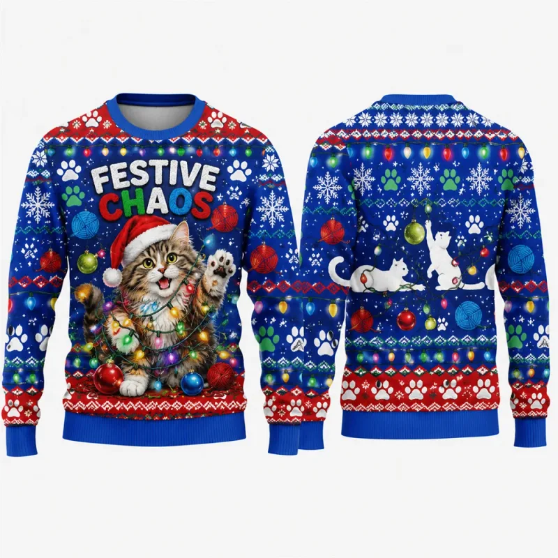 Gingerbread Man Ugly Christmas Sweatshirt 3D Grafisk Crewneck Unisex Funny Candy Cane Julefest Ferie Pullover Gave Mand Top — image 7