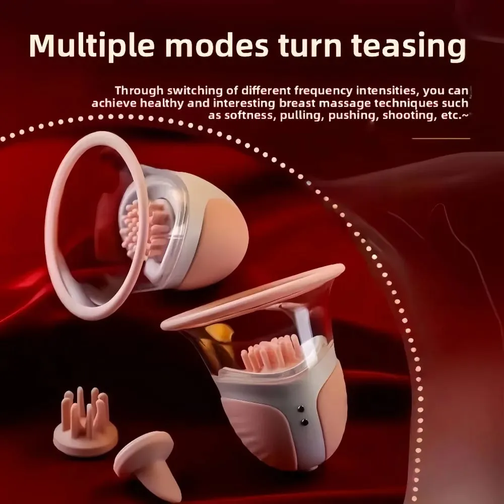 Breast Enlargement Suction Vibrator Rotating Tongue Licking Vacuum Pump chest Massager Nipple Stimulation Masturbator Sex — image 5