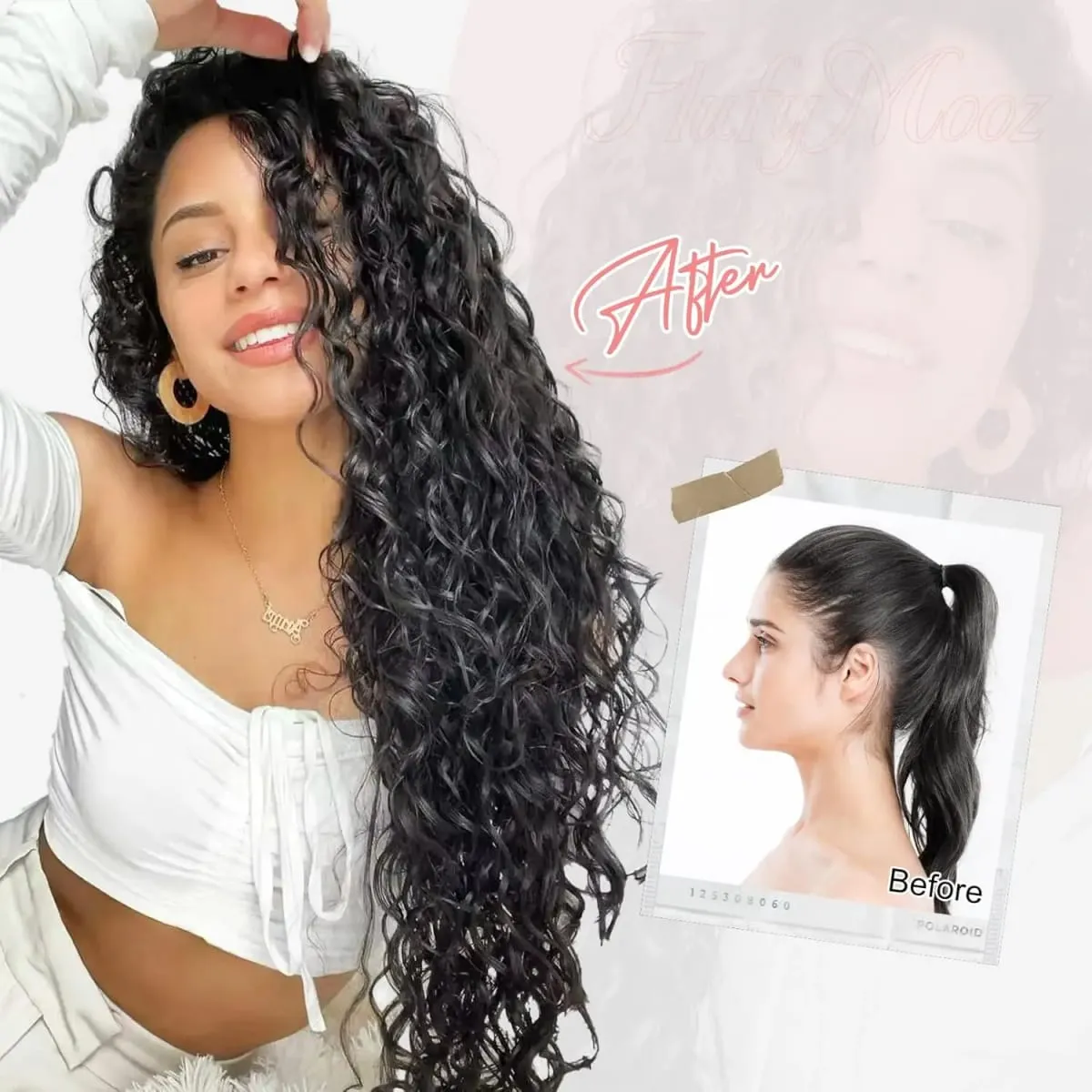9PCS Excellent Handstitching Clip in Hair Extensions 22 Inch Curly Hair Extension Long Soft Synthetic Hairpieces for Women — image 5