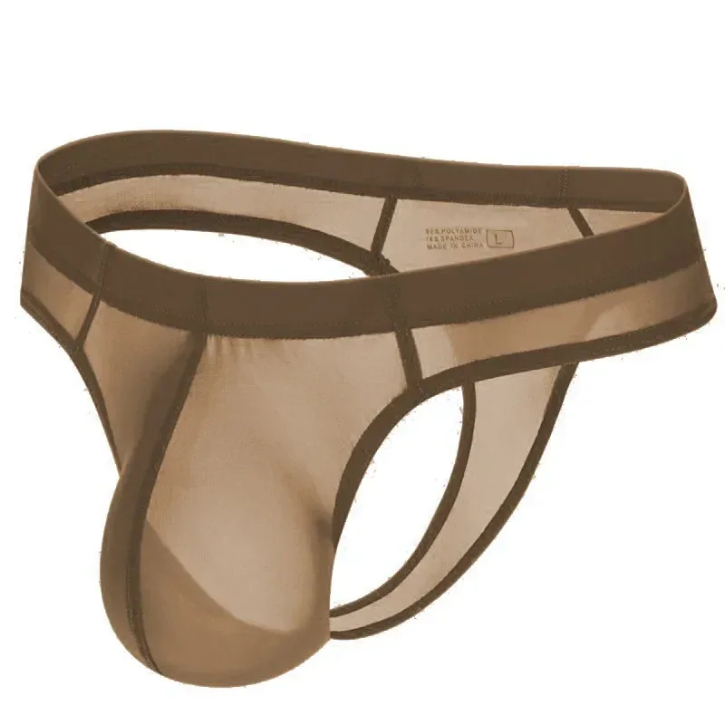 Sexy Men's Thongs Underwears Ultra-thin Thong G Strings Pouch Ice Silk Tanga Hombre Sexy Gay Underpants Breathable Briefs Men