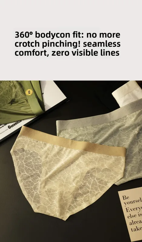 Jacquard ไม่มีรอยต่อสามเหลี่ยมชุดชั้นในผ้าไหมน้ำแข็งบางกางเกง Breathable กางเกง Quick Drying ชายเซ็กซี่ U Bulge POUCH Underpants
