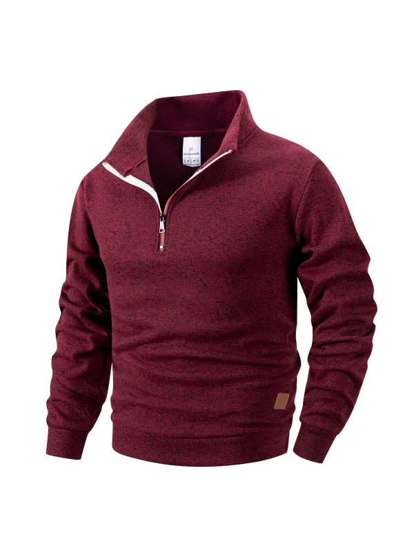 Men Sweatshirts Autumn Thicker Pullover Half Zipper Pullover Male Winter Solid Color Turtleneck Sweater Hoody Outdoor Sweatshirt — image 10