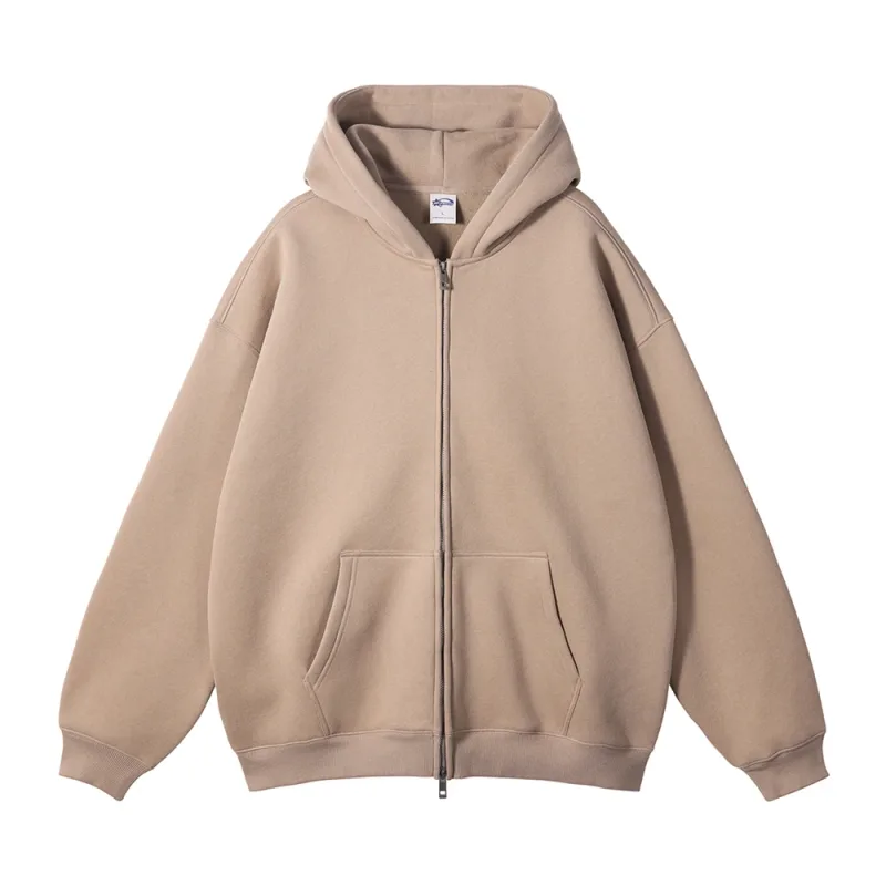 New Men Double Headed Zipper Fleece Hoodies Unisex Loose Basic Solid Warm Hooded Sweatshirts Coats For Winter HY0633 — image 54