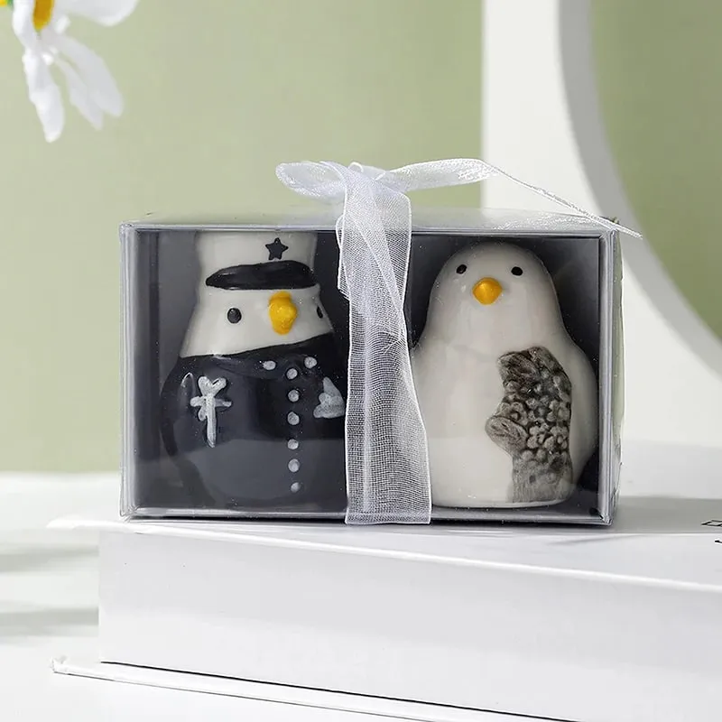 2Pcs Ceramic Penguin Salt And Pepper Shaker Cartoon Spice Container Wedding Party Favor Tabletop Animal Decoration Spice Jar