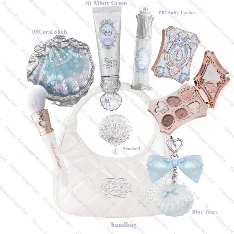 Makeup Flower Knows Shell's Jewel Mermaid Glow Set Eyeshadow Palette Blush Lip Gloss Makeup Bag Matte Glow Shimmer Primer Kit — image 11