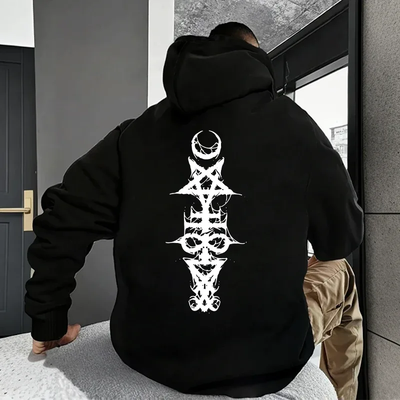 Mens Gothic Hoodie Satanic Symbol Print Street Fashion Warm Pullover Unisex Oversized Sweatshirt Outerwear Autumn Winter Outwear — image 17