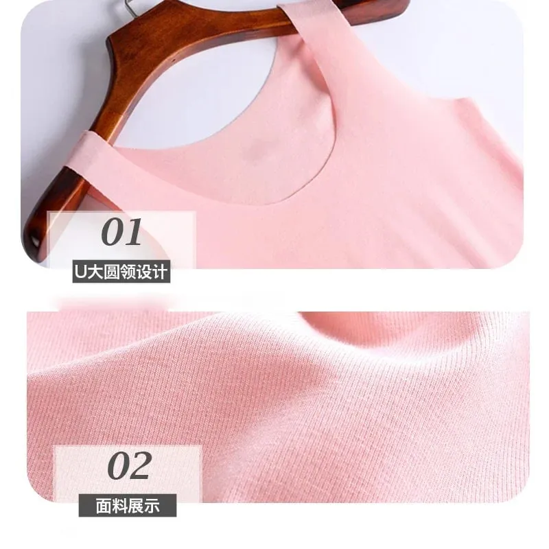 Tank Tops Summer Seamless Ice Silk Vest Women Wear Undershirt Underwear Female Students Korean-Style Slim Strap — image 4
