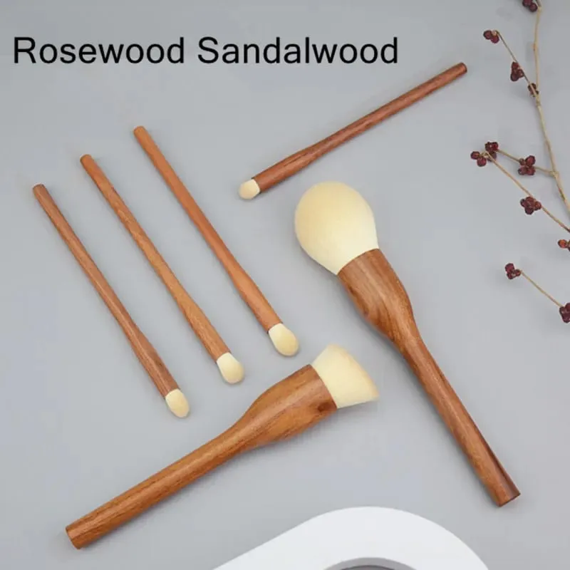 Sandalwood Handle Makeup Brushes Foundation Powder Highlighter Sculpting Eyeshadow Smudge Blender Detail Cosmetic Brush Tool — image 4