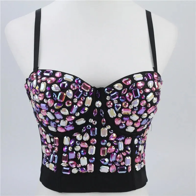 Visivane Rivet Beading y2k Tank Tops Women Bra Blusas Short Corset Woman Clothing Stage Party Shaper Ladies Crop Shirt Camis — image 21