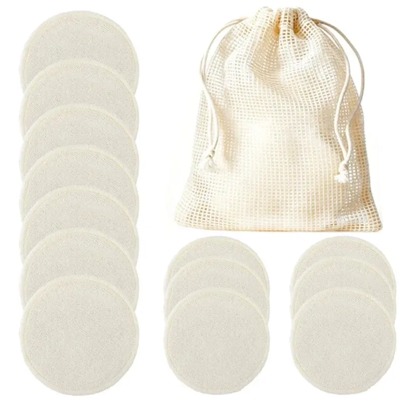 12pcs 재사용 가능한 목화 패드 빨 수있는 메이크업 리무버 디스크 빨 수있는 라운드 대나무 메이크업 패드 스킨 케어 도구 HZM06