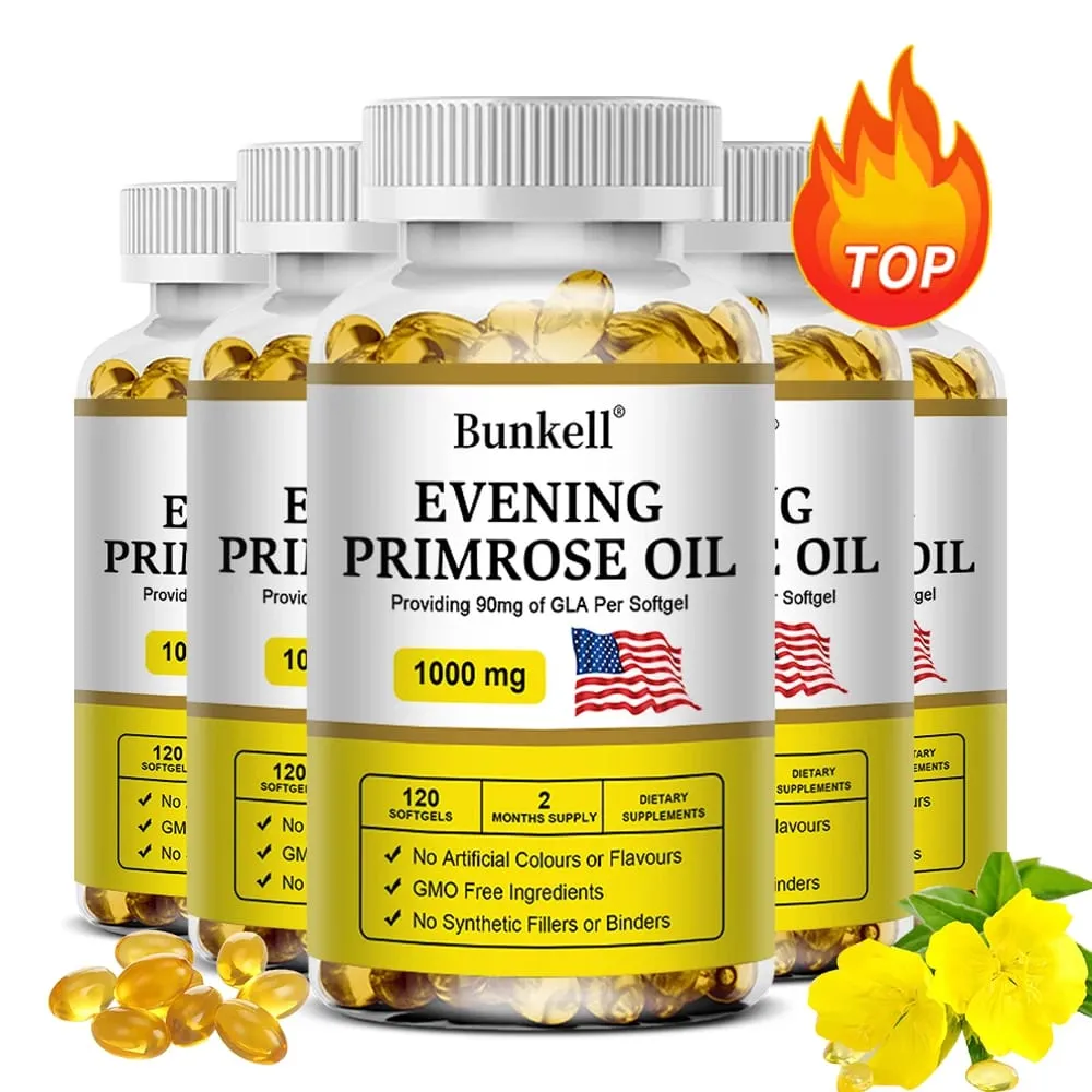 Evening Primrose Oil Capsules - Contains Gelatin and Vegetable Glycerin To Promote Healthy Skin Immunity Balance For Women — image 1