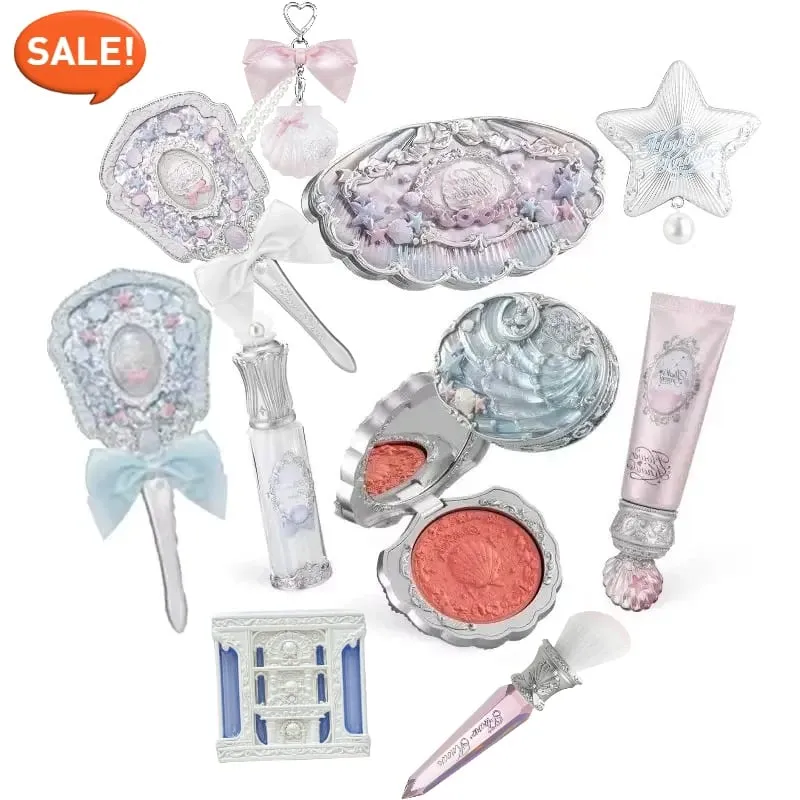 Makeup Gift Set Flowerknow Shell's Jewel Eyeshadow Blush Lip Glaze Setting Powder Correcting Primer For Women Full Kit