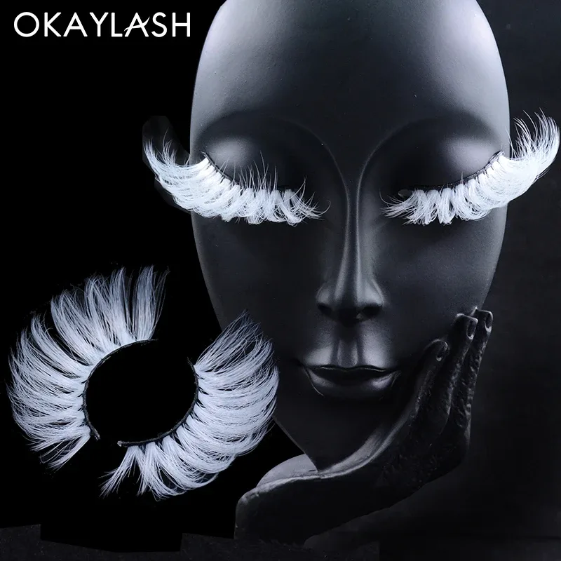 Super Long 5D White False Eyelashes 25mm High Volume Fluffy Fake Eye Lashes Wholesale Supplier For Halloween Cosplay — image 3