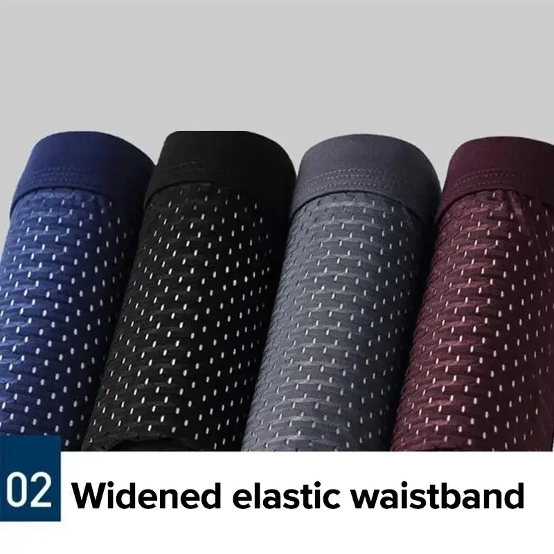 4Pcs Men's Bamboo Boxer Briefs Ultra Soft Anti Odor Underwear Breathable Mesh with Ventilation Holes Stretch Comfort for Daily