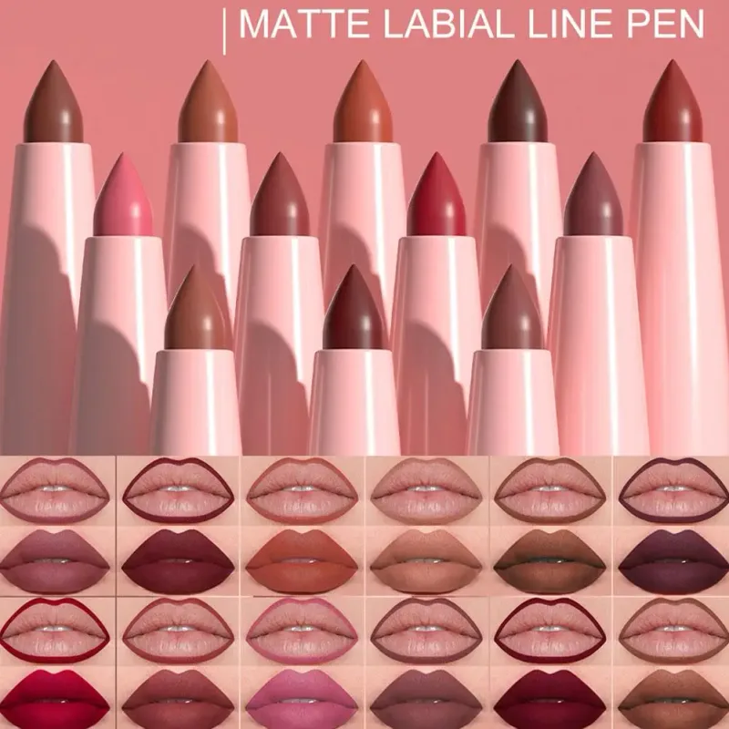12 Colors Matte Lip Liner Pencil Set Creamy Velvet Lipstick Long Lasting Waterproof Smooth High Pigmented Lip Makeup for Women — image 2