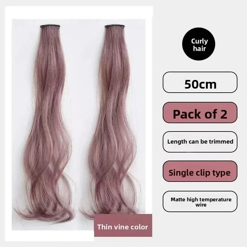 Συνθετικό σετ 2 τεμαχίων 50cm χρωματιστά σγουρά μαλλιά extensions water wave ροζ μπλε μωβ Χριστουγεννιάτικη περούκα αποκριών