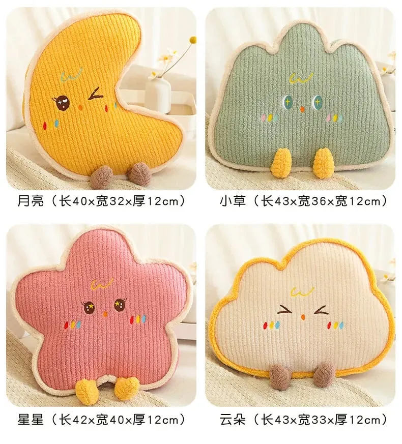 Cute Home Decoration Cartoon Plush Pillow Natural Series Plushies Pillow Cushions Moon Star Cloud Grass Soft Toy Kawii Gift — image 8
