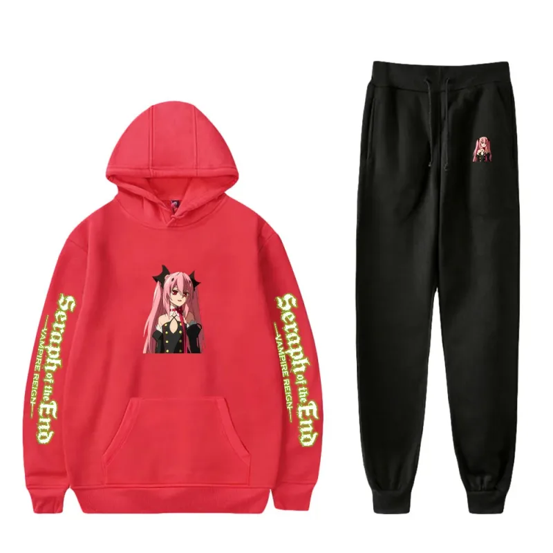 Harajuku cómodo Seraph of the End estampado sudadera pantalones de chándal traje sudaderas con capucha + pantalones traje niños/niñas conjunto de 2 piezas ropa — image 12