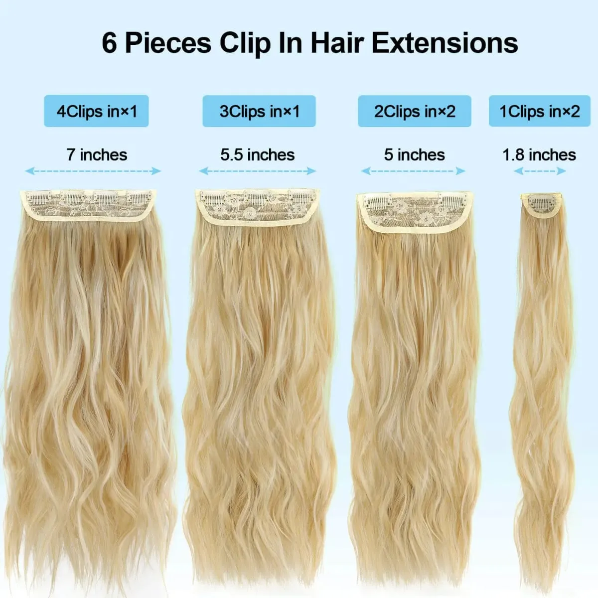 Synthetic Long Wavy Clip In Hair Extensions 20" Thick Hairpiece 6pcs/set For Women Brown Blonde Black Natural Fake Fiber Hair — image 3