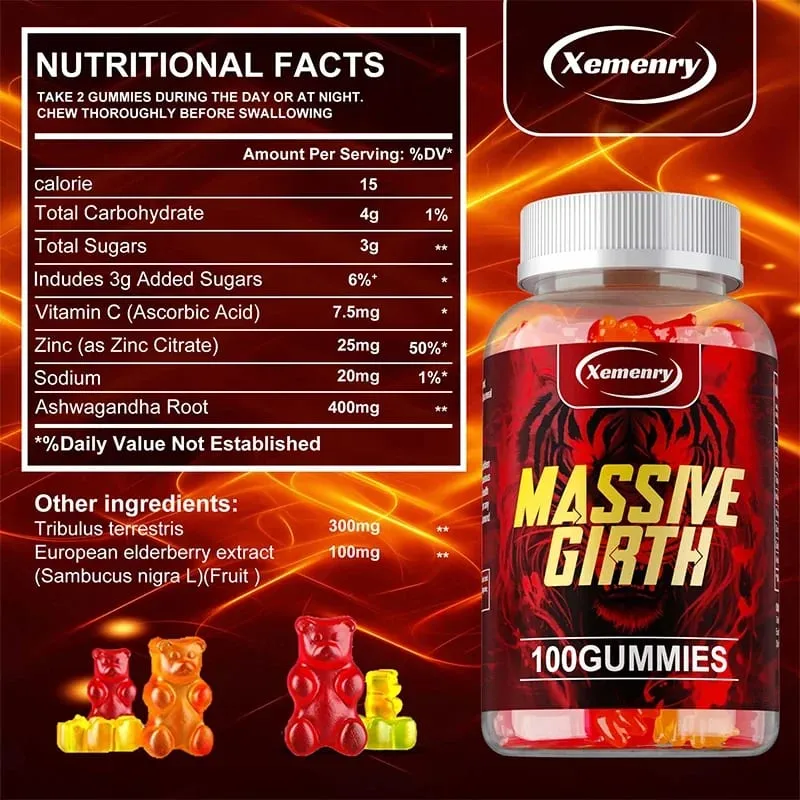 Massive Girth Gummies for Men - Men's Vitality Enhancer Increase Size and Stamina Boost Strength and Confidence Vegan — image 5