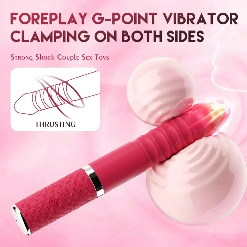 Thrusting Vibrator G Spot Clitoral Vibrator Waterproof & Rechargeable Realistic Silicone Dildo Vibrator Rose Sex Toys for Women — image 4