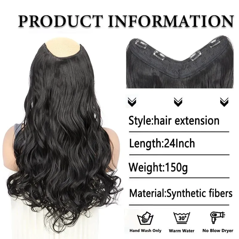 Extensión de cabello sintético rizado largo para mujer, postizo Invisible Natural con volumen de fibras resistentes al calor, 24 pulgadas, uso diario — image 2