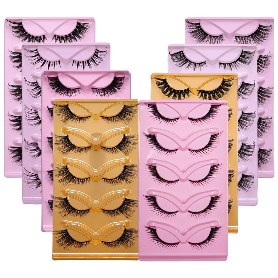 5 Pairs Cat Eye False Eyelashes Eye End Lengthening Long Curling Thick Fluffy All-match Comfortable Fake False Eyelashes — image 6