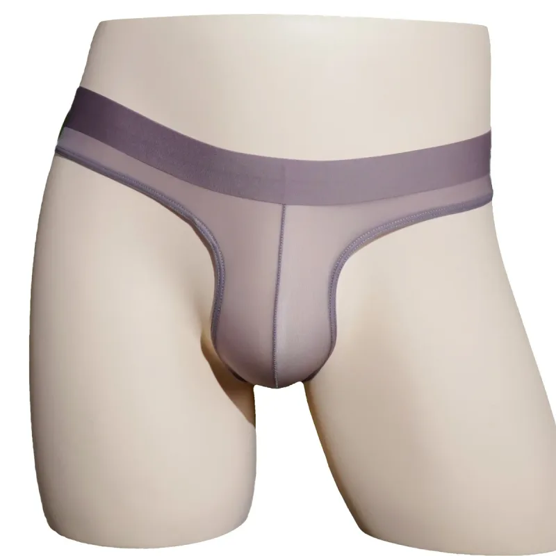 Ice Silk Briefs Men Oil Shiny Underwear Ultra Thin Traceless Underpants Transparent Smooth Bulge Pouch Panties Elastic Knicker — image 5