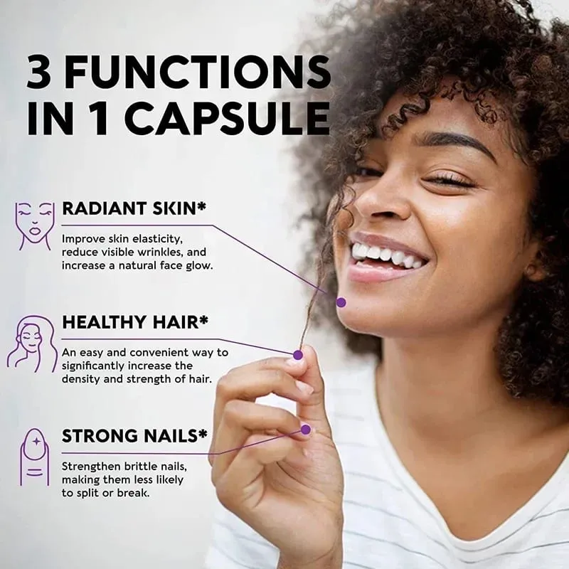 Biotin Supplement - 15 000 Mcg with Collagen and Keratin Vitamins Shiny Hair Skin and Nails Joint Health 30/60/120 Capsules — image 5