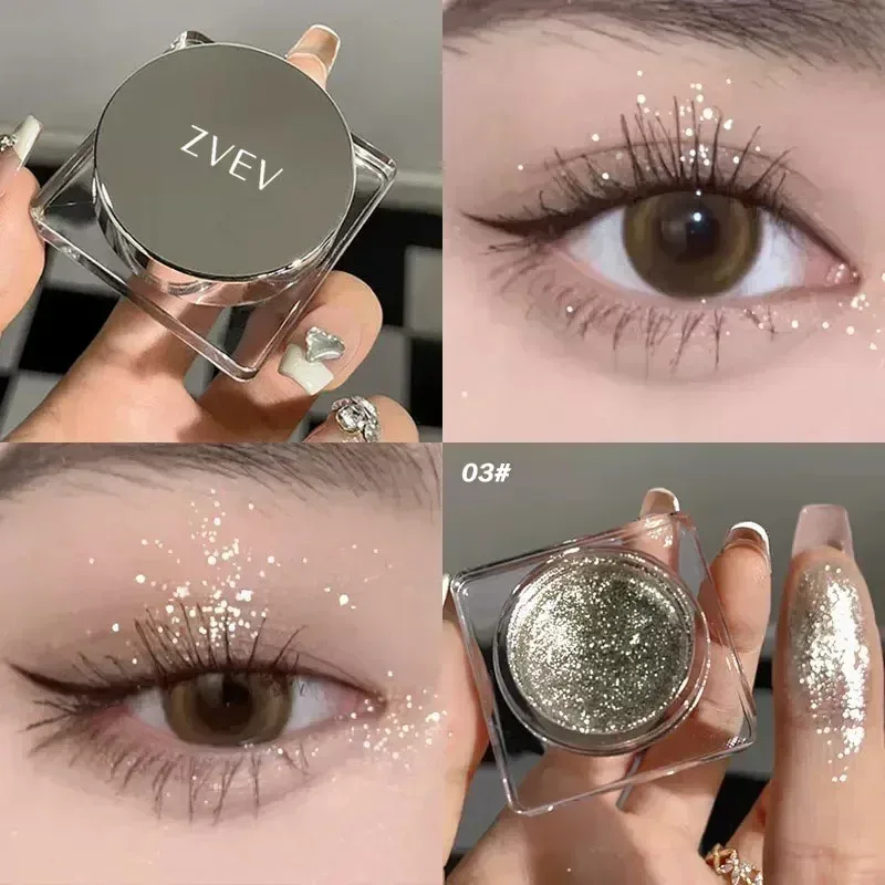 Liquid Gel Eyeshadow Pearl Glitter Body Highlighter Monochrome Diamond Shimmer Silkworm Brighten Highgloss Sequins Quick Drying
