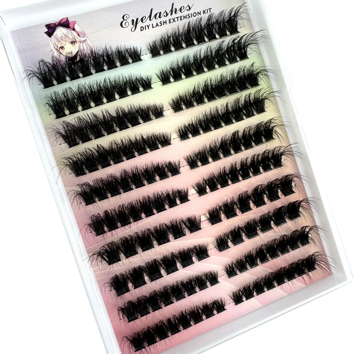 Left+Right Eye Lash Extension Cat/Fox Eye Effect Lash Single Clusters 3D Wispy Natural Looking DIY Segmented Eyelash Extensions