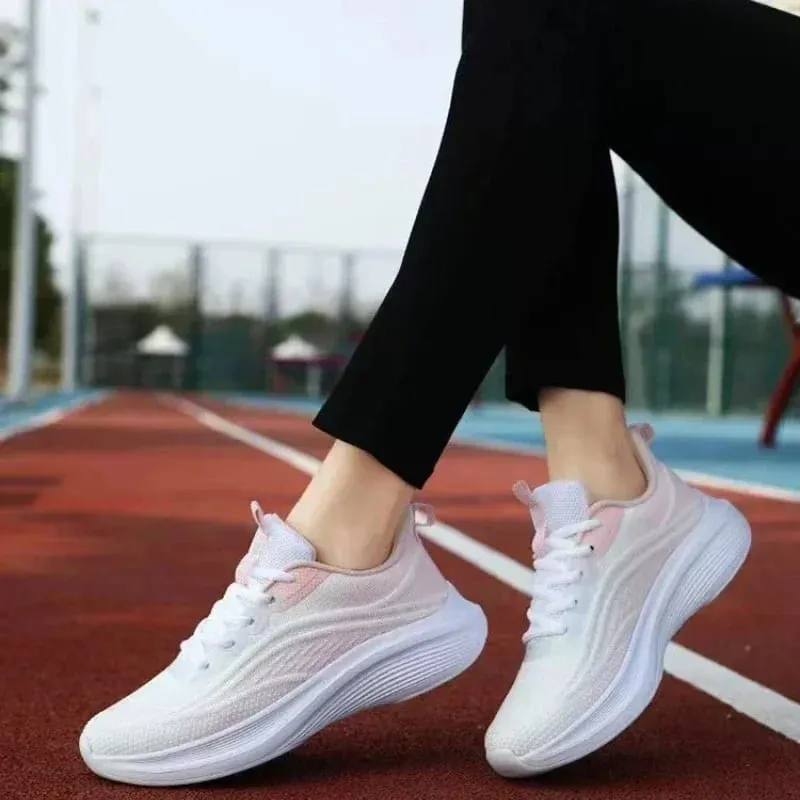 Breathable LACE-up รองเท้าวิ่งสำหรับผู้หญิง Air Cushion รองเท้าผ้าใบกีฬาน้ำหนักเบาตาข่ายอากาศกลางแจ้งกีฬาการฝึกอบรมรองเท้า