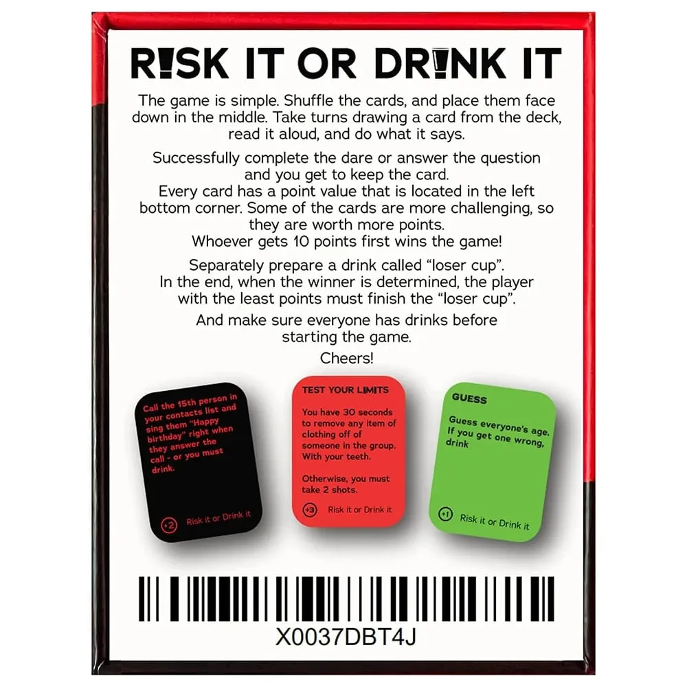 Risk It Or Drink It Fun Party Game For College Card Game Drinking Game Pregame Night Hilarious Dares Challenges Questions Adults — image 3
