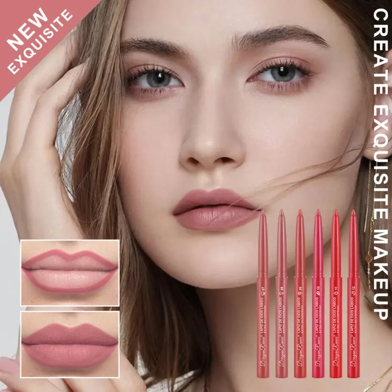 Tužka na rty Vodotěsná Tužka na rty s dlouhou výdrží Tužka na rty Matná Začátečník Automatická Tužka na rty Bean Hydratační nepřilnavé cup Lips — image 4