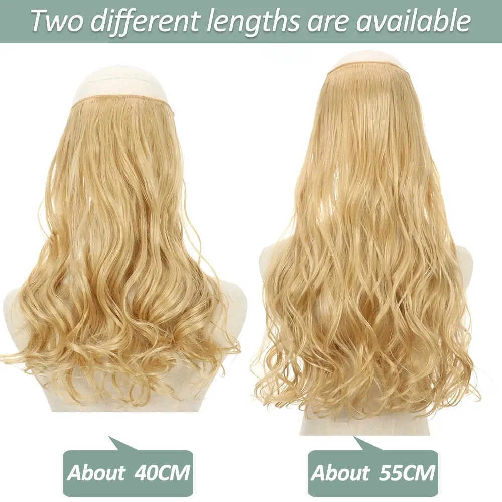 Synthetic Invisible Wire No Clip Wave Hair Extensions Long Hairpiece Black Brown Blonde For Women Fake Hair Piece — image 3