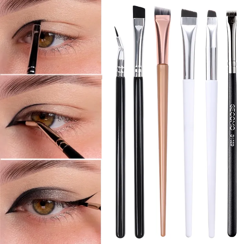 Profesjonalne pędzle do eyelinera w brwiach miękkie kątowe ostrze cienkie płaskie konturowanie brwi eyeliner pędzel do makijażu kobiety narzędzia do makijażu oczu — image 1
