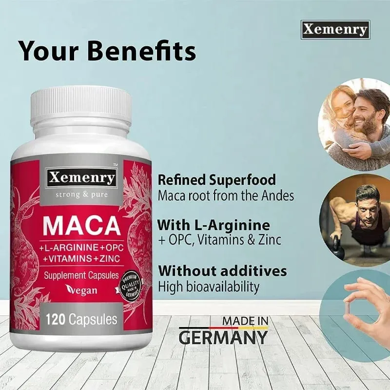 Maca Root Capsules + L-Arginine Vitamins B6 + B12 OPC & Zinc for Men & Women 120 Veggie Caps — image 4