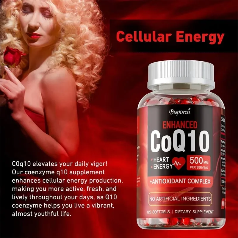 CoQ10 Takviyesi - Kardiyovasküler ve Kalp Sağlığını Destekler Antioksidan Genel Sağlık için Enerji Sağlar