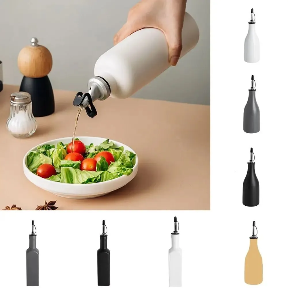 Home Kitchen Ceramic Seasoning Jar Olive Oil Dispenser Large Capacity Leakproof Vinegar Oil Seasoning Bottle With Label Stickers