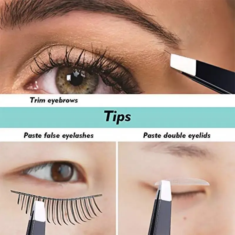 DUcare Professional Tweezers for Eyebrows Lash Twizzer Stainless Steel Eyelash Extension Classic Slant 3pc Hair Removal Tweezers — image 3